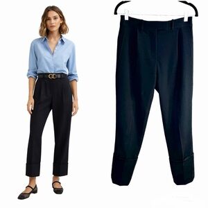 Victoria Beckham Cuffed Ankle Pants Size 4 Black High Waist Slim Straight